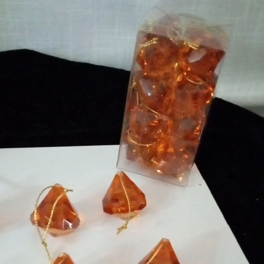 3 Packs Copper Acrylic Diamond Hanging Ornaments Party Wedding Decor